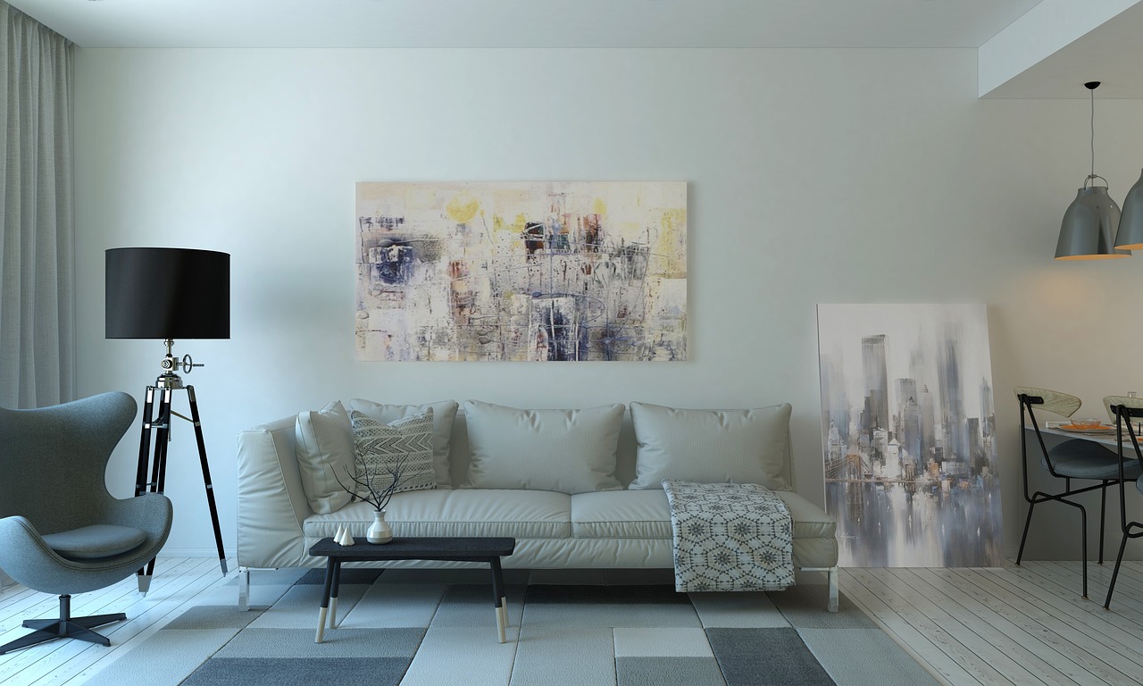 Flexibele woonkamer met multifunctionele meubels. Flexibele woonkamer met multifunctionele meubels.